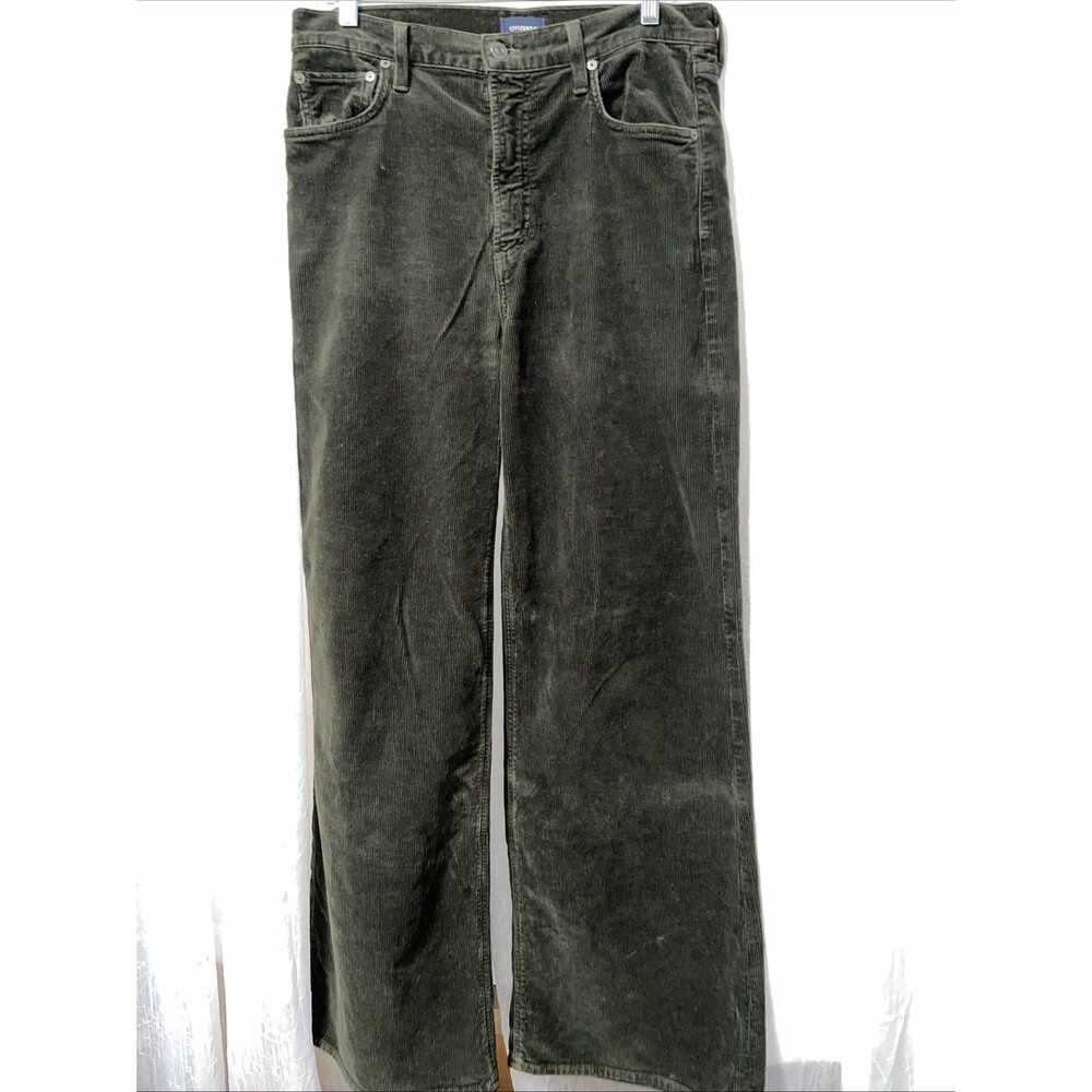 Citizens of Humanity Wide Leg Olive Corduroy Pants High Rise Size 29 - Picture 2 of 9